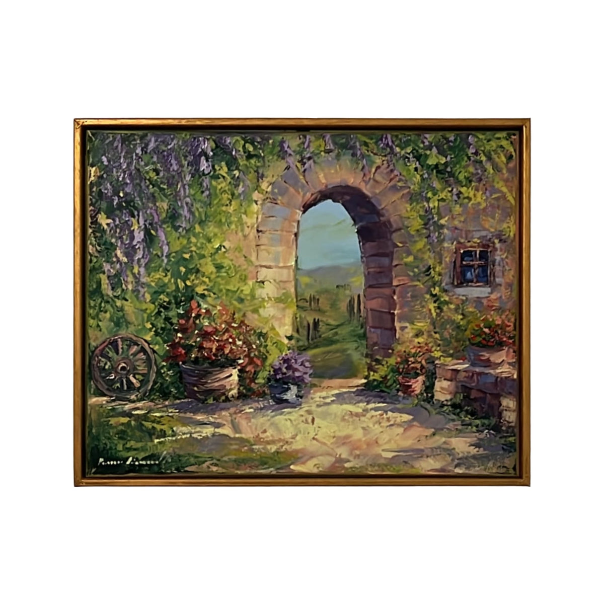 Hand-painted Tuscan Landscape on Canvas - Village - 50x40cm