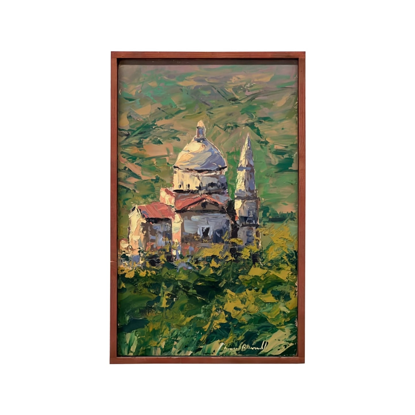 Hand-painted Tuscan Landscape on Wooden Panel - San Biagio - 25x43cm