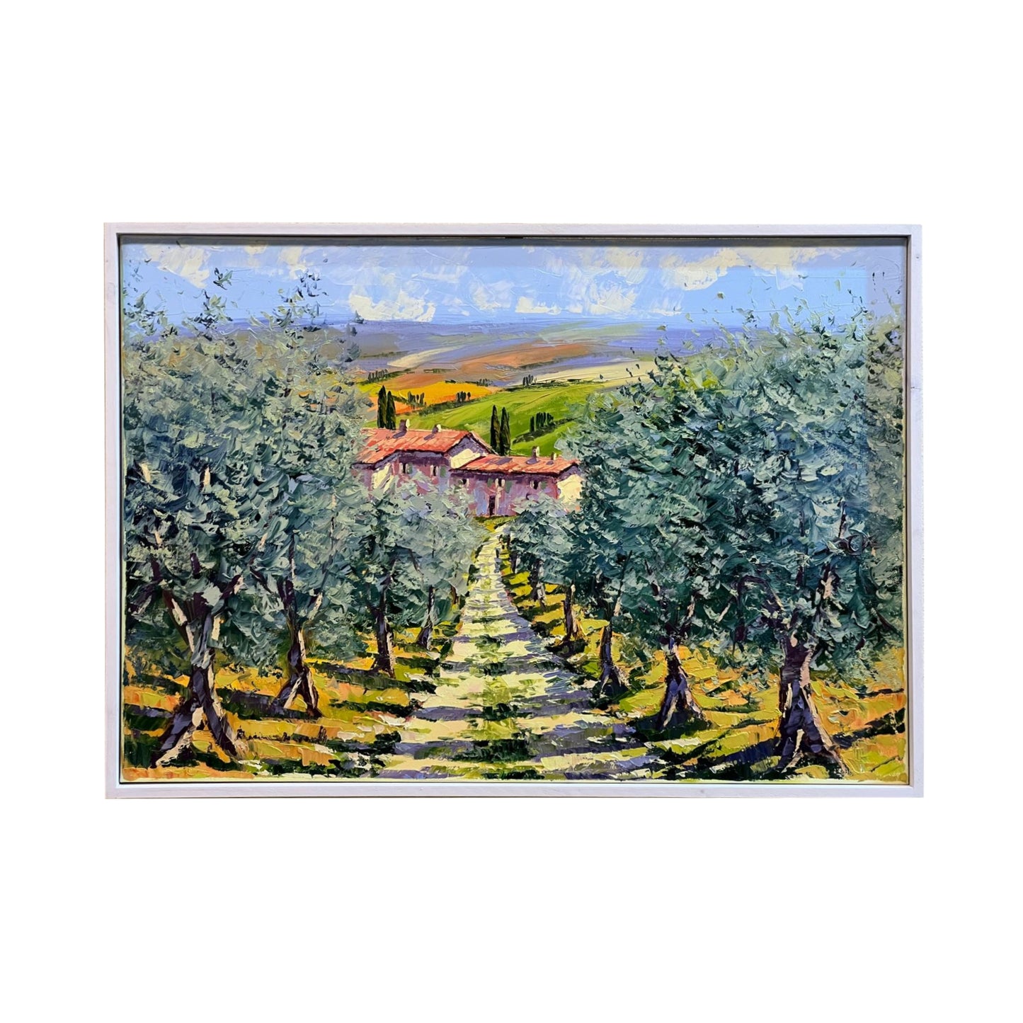 Painted on Canvas | Tuscan Landscape | Olive Trees | 70x50cm