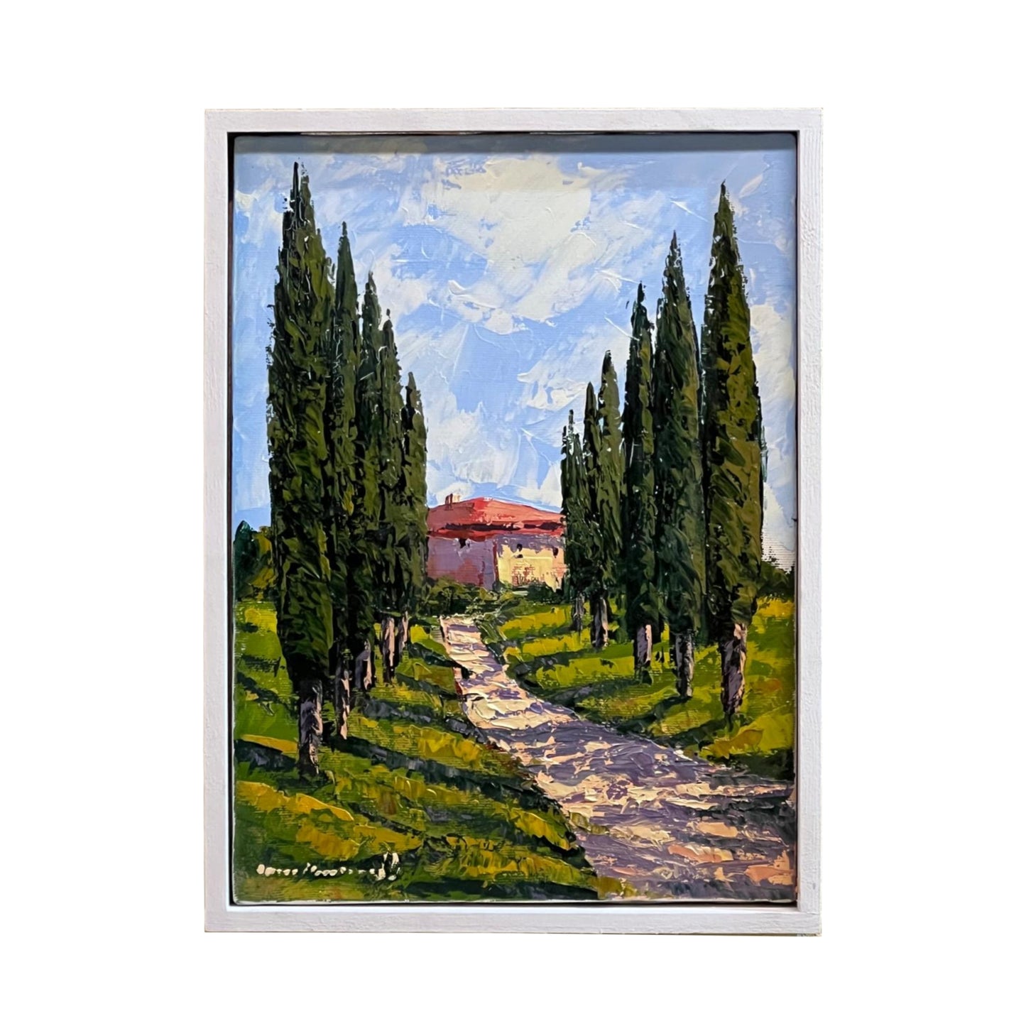 Painted on Wood | Tuscan Landscape | Country Road | 28x38cm