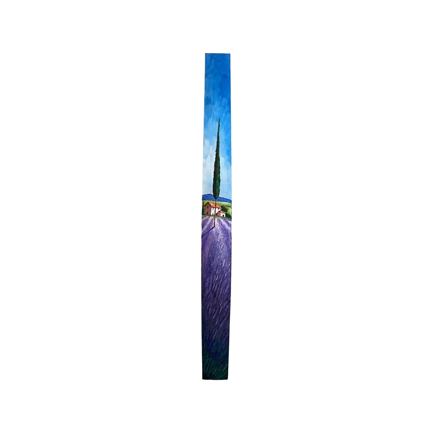 Hand-painted Tuscan Landscape on Wooden Barrel Stave - Lavander