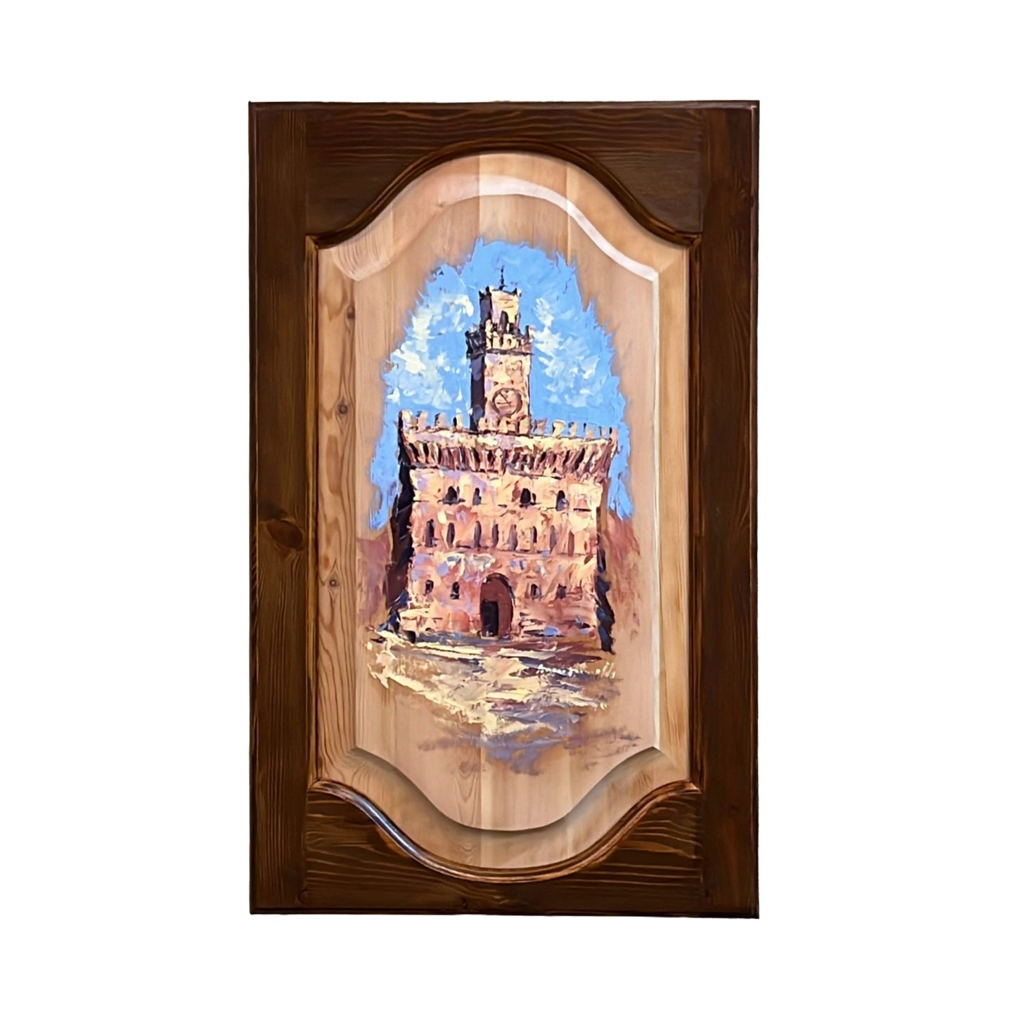 Painted on Wooden Shutter | Tuscan Landascape | Montepulciano | 40x63cm