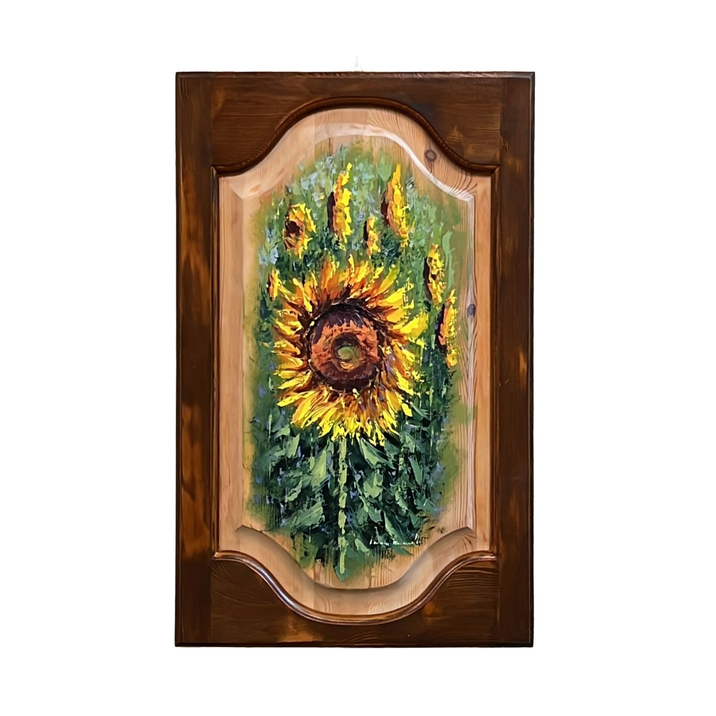 Painted on Wooden Shutter | Tuscan Landascape | Sunflowers | 45x63cm