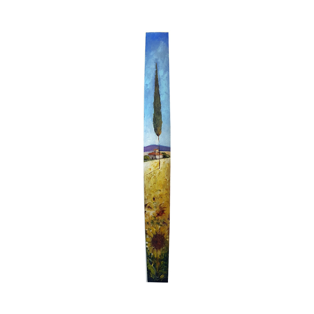 Painted on Wooden Barrel Stave | Tuscan Landscape | Sunflowers