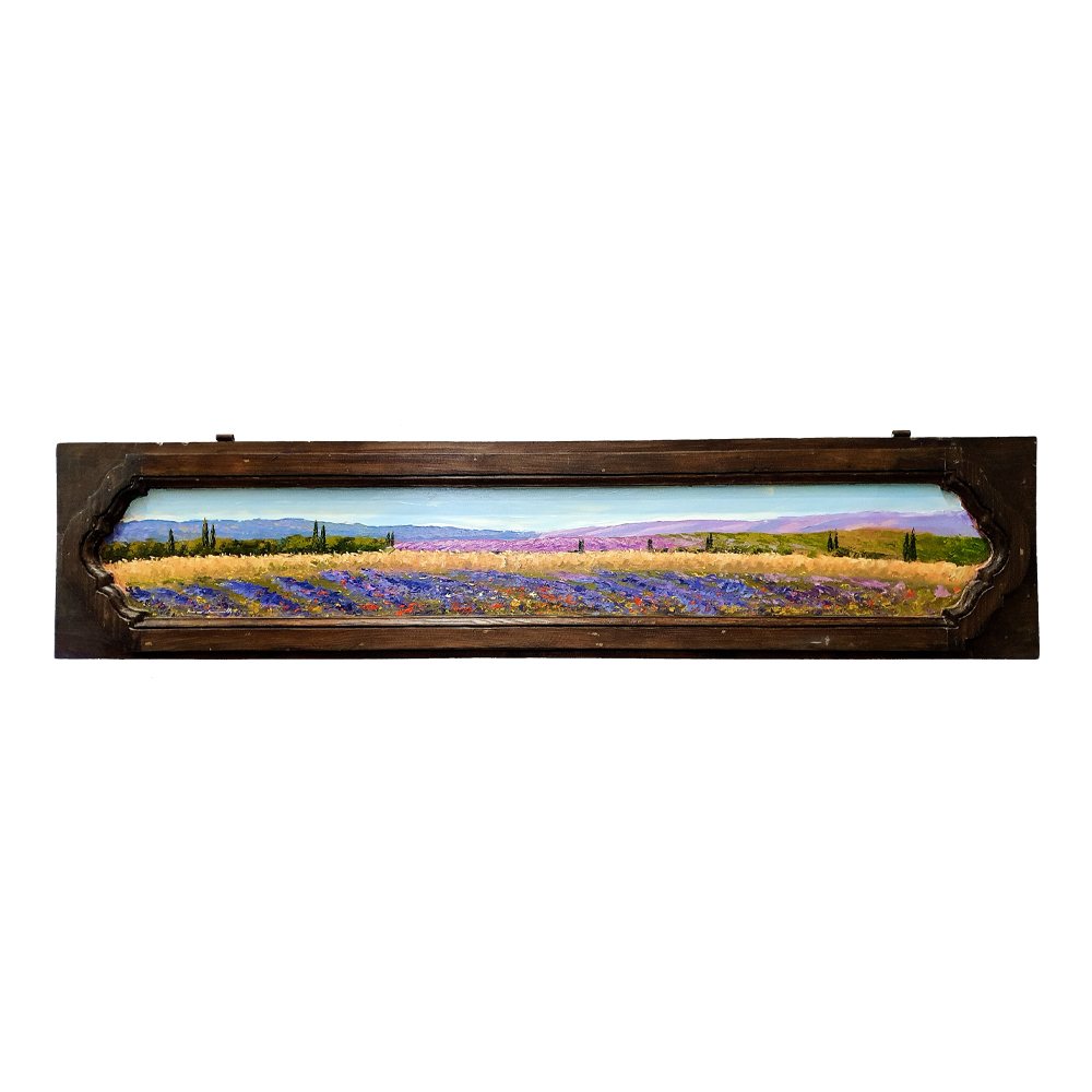 Painted on Wooden Shutter | Tuscan Landascape | Lavander | 145x33cm