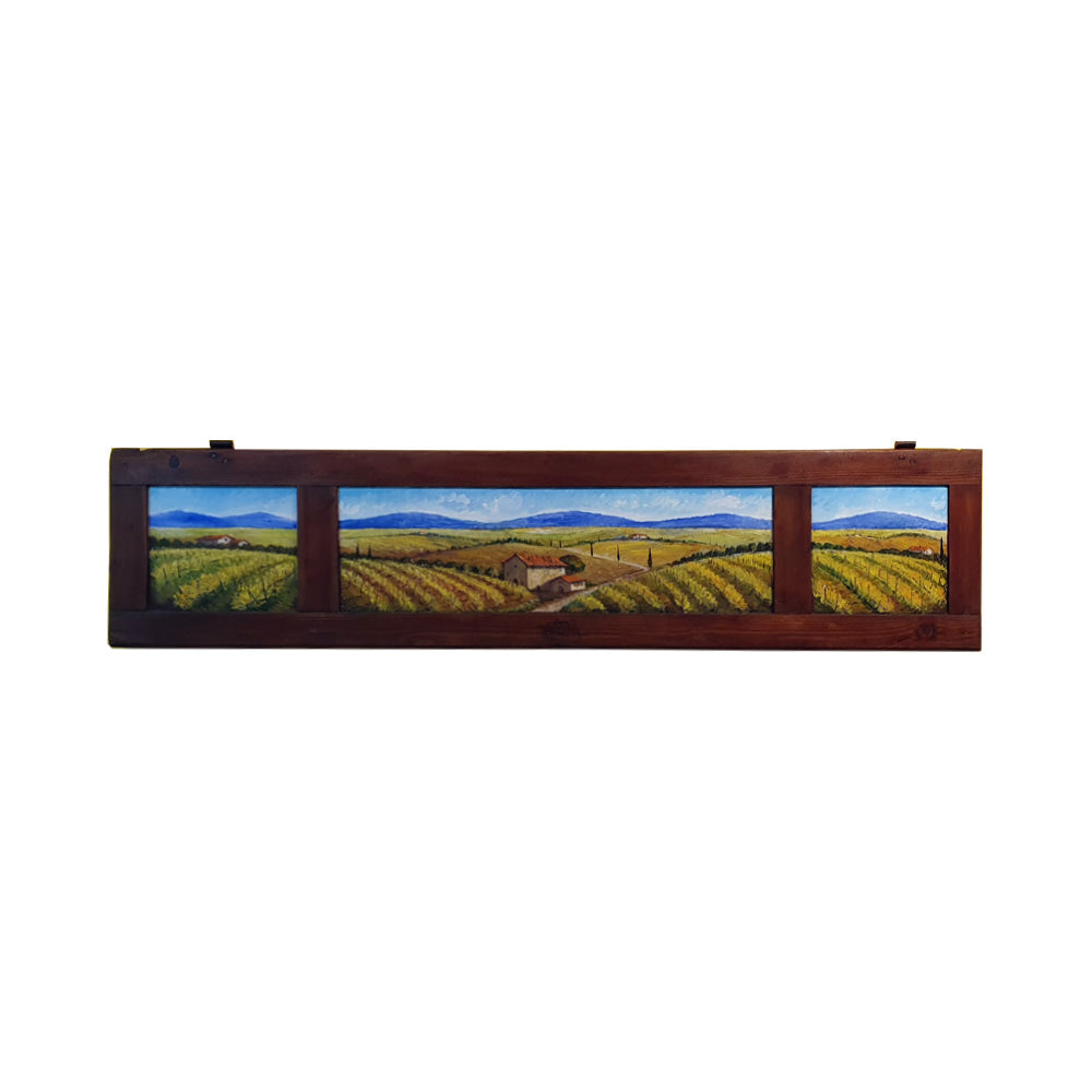 Painted on Wooden Shutter | Tuscan Landascape | Vineyard | 167x38cm