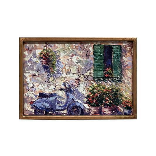 Hand-painted on canvas depicting a Tuscan landscape with country house
