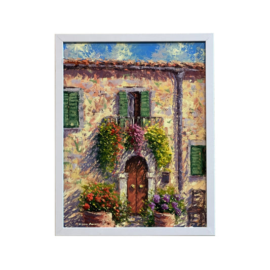 Hand-painted Tuscan Landscape on Canvas - Country House - 35x45cm