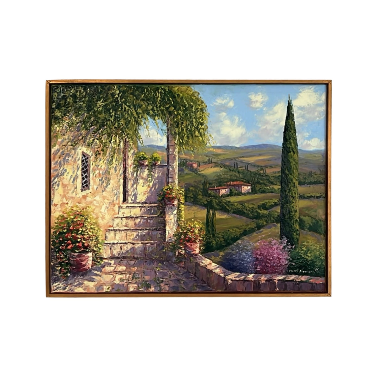 Hand-painted Tuscan Landscape on Canvas - Country House - 80x60cm