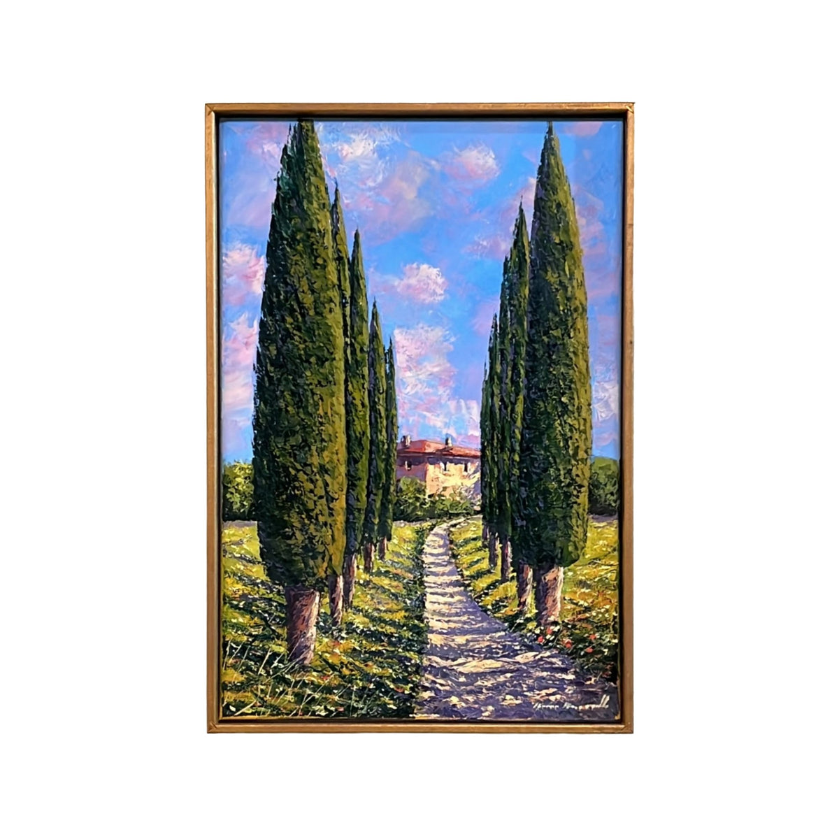 Hand-painted Tuscan Landscape on Canvas - Country Road - 40x60cm