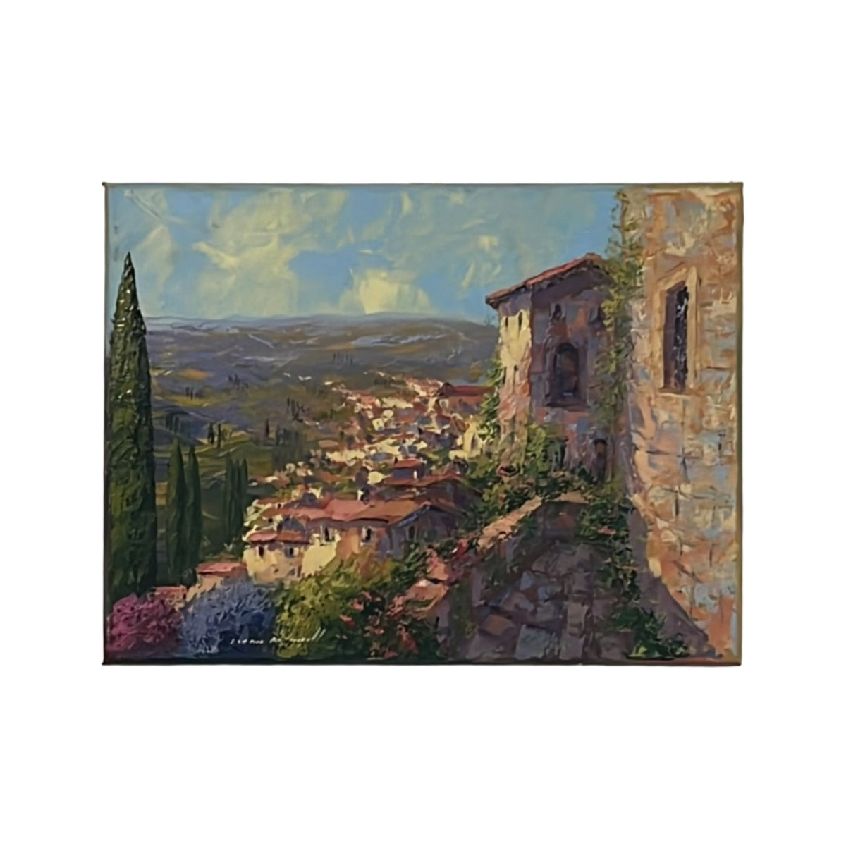 Hand-painted Tuscan Landscape on Canvas - Montepulciano - 40x30cm