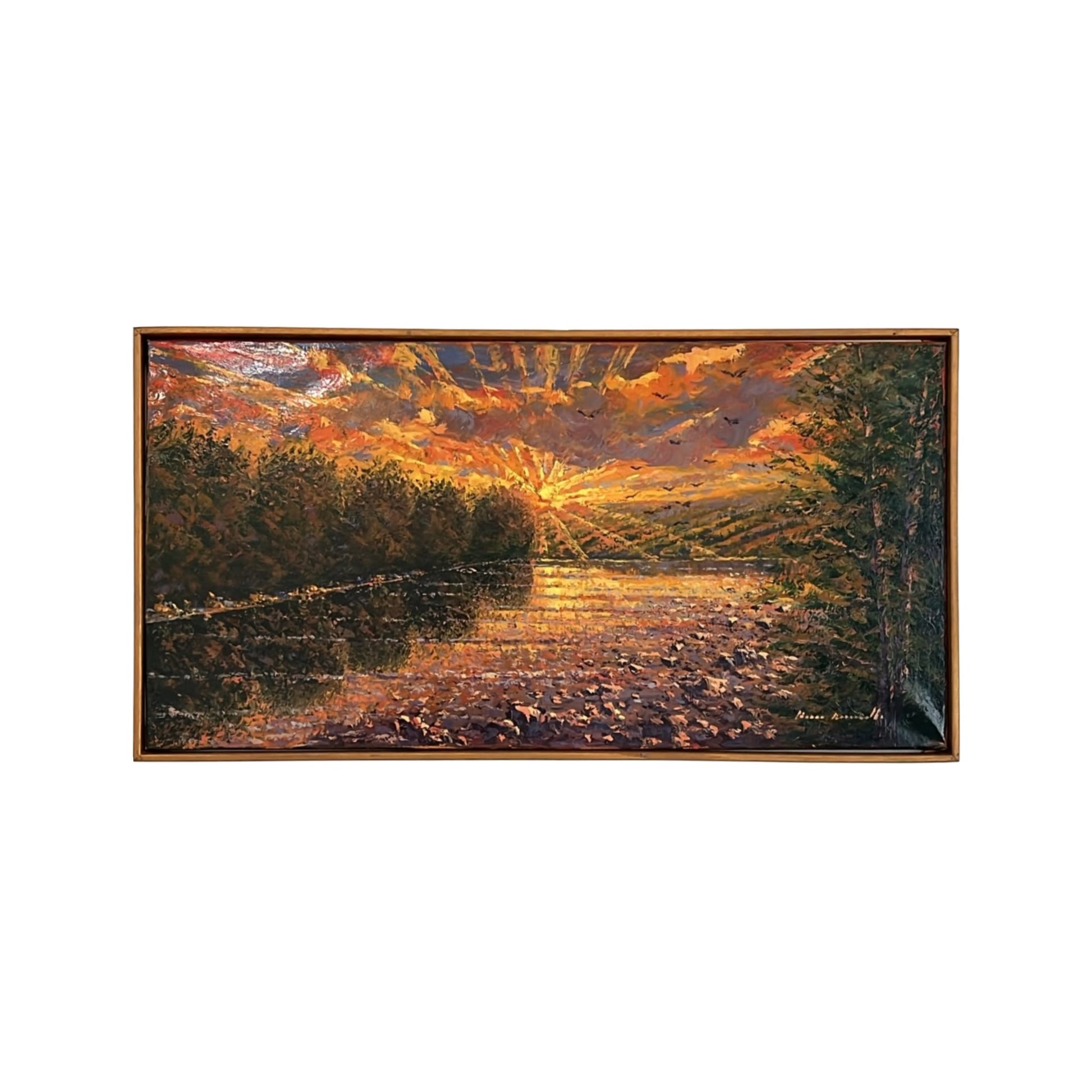 Hand-painted Tuscan Landscape on Canvas - River - 100x50cm