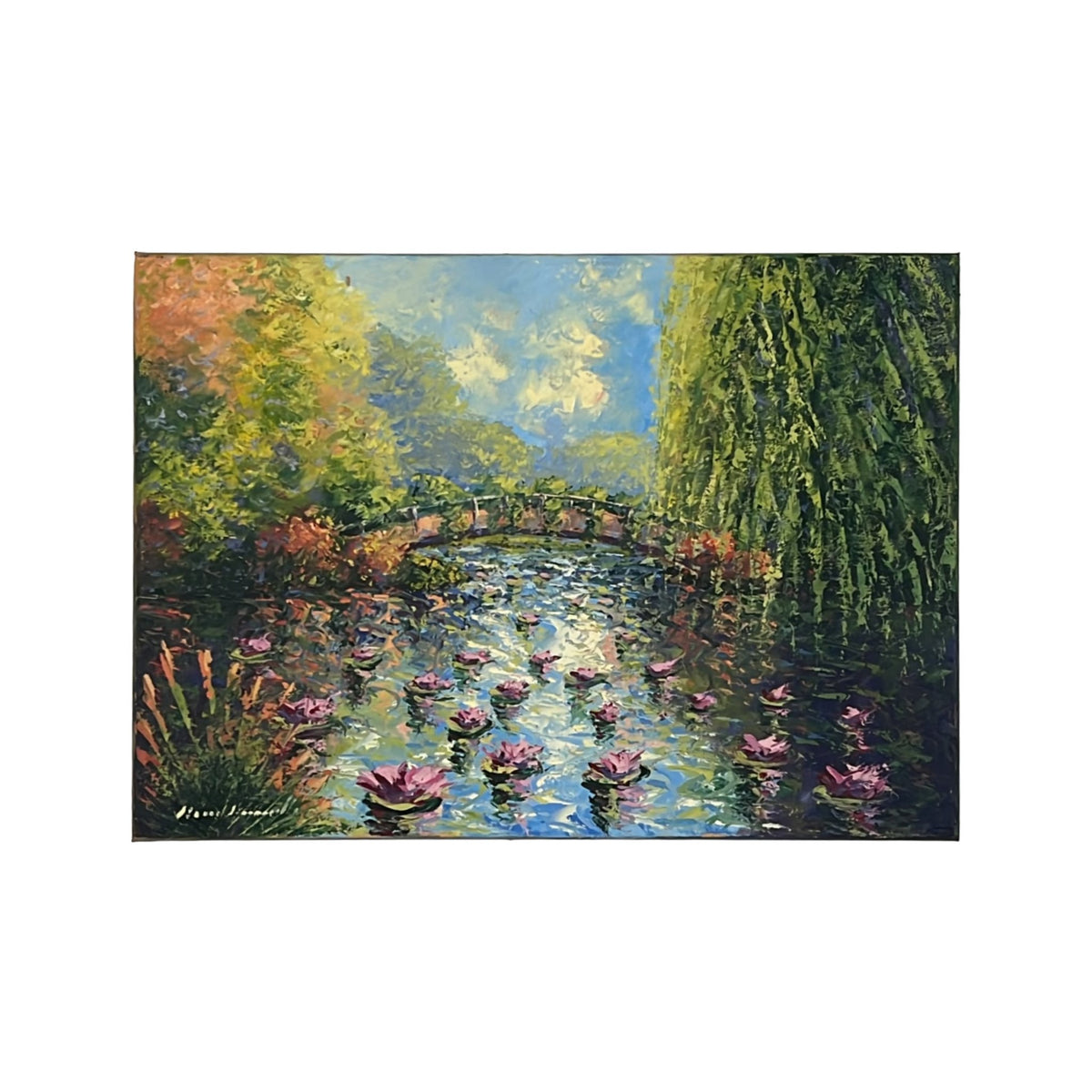 Hand-painted Tuscan Landscape on Canvas - River - 70x50cm