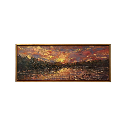 Hand-painted Tuscan Landscape on Canvas - River - 80x30cm