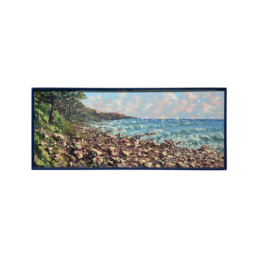 Hand-painted on canvas depicting a Tuscan landscape with Sea