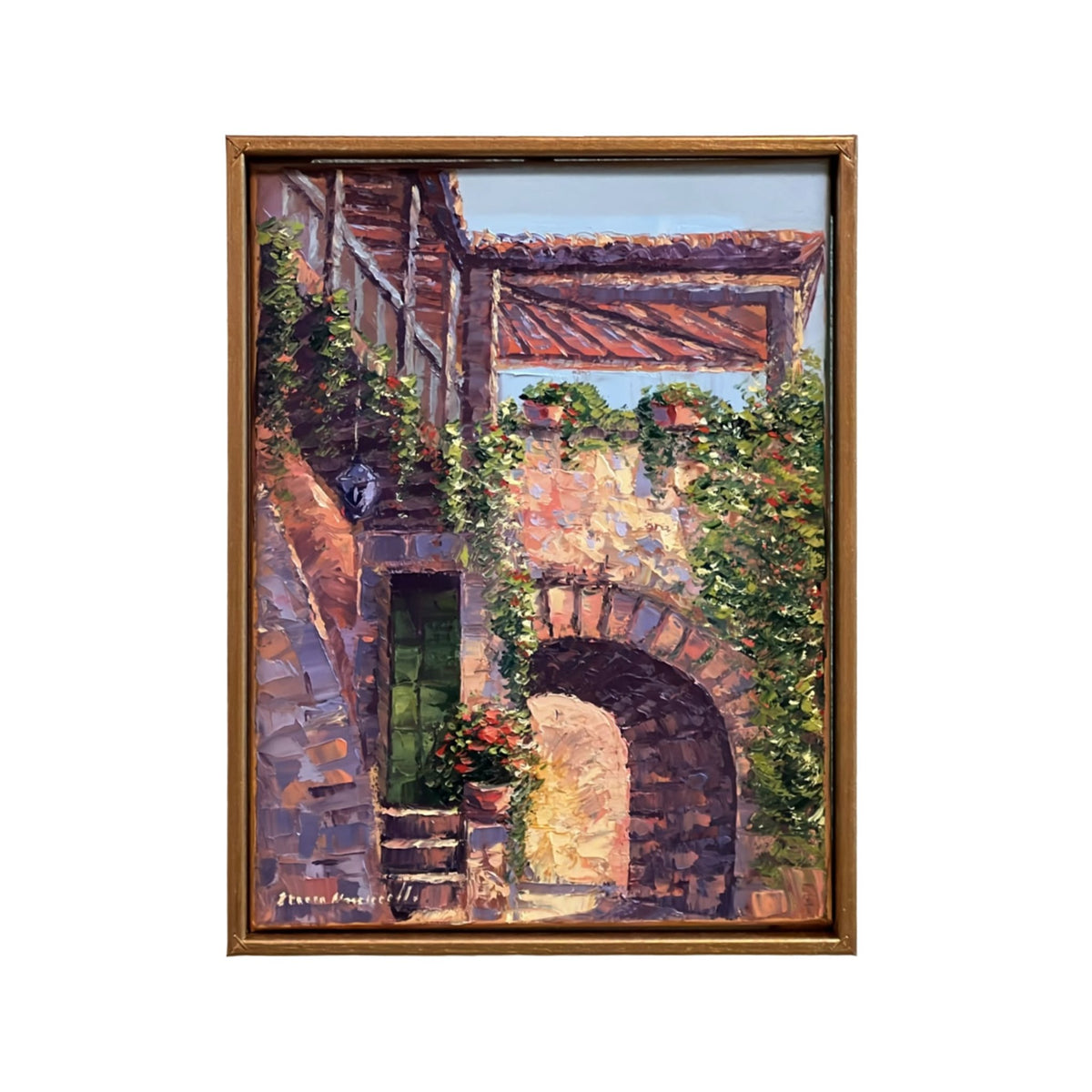 Hand-painted Tuscan Landscape on Canvas - Village - 30x40cm