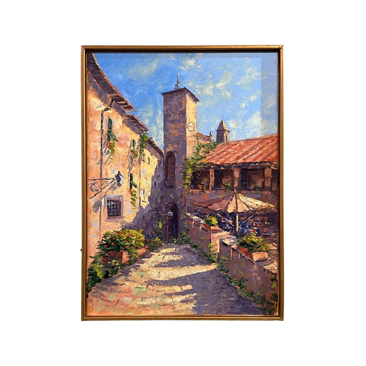 Hand-painted Tuscan Landscape on Canvas - Village - 50x70cm