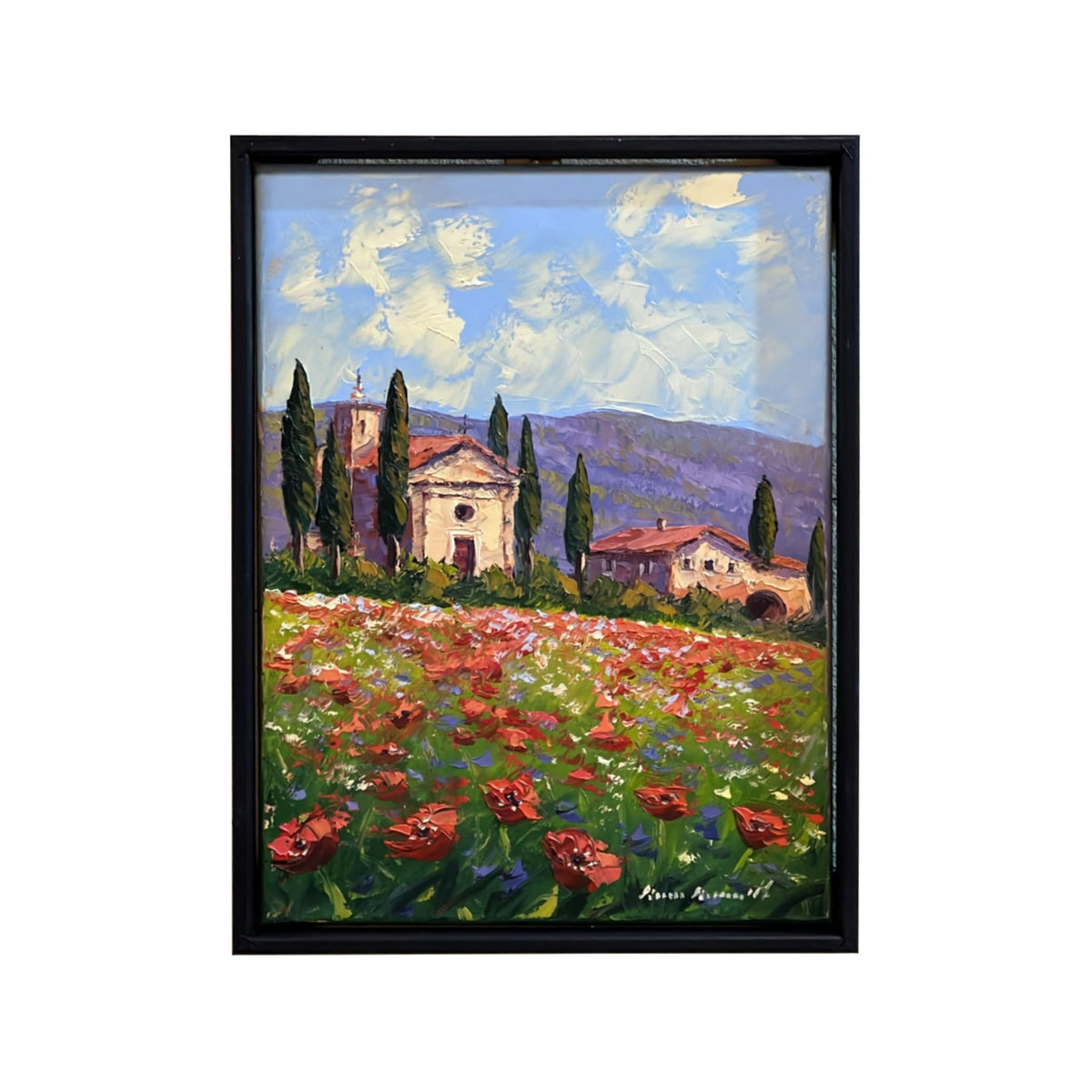 Hand-painted Tuscan Landscape on Canvas - Vitaleta Church - 30x40cm
