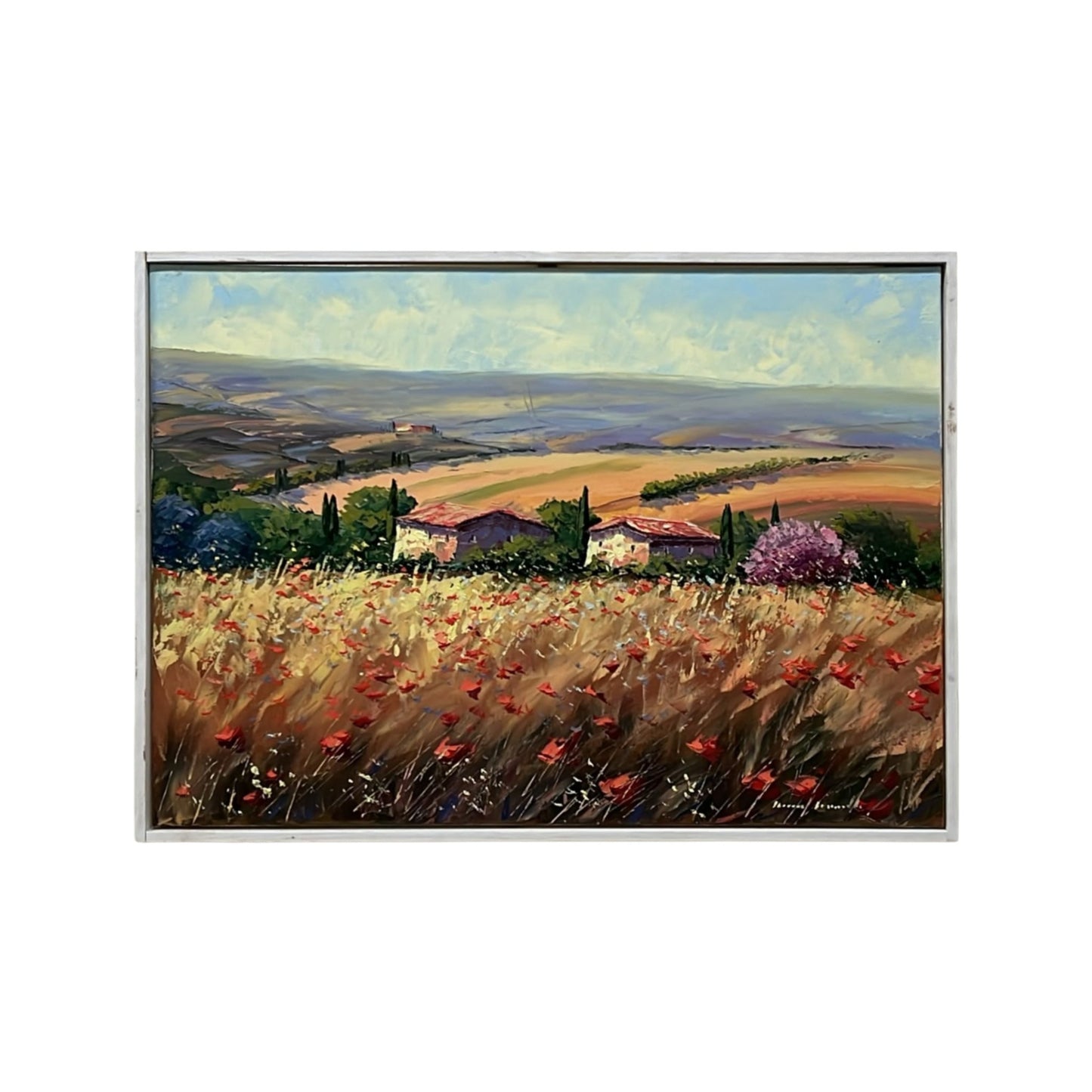 Hand-painted Tuscan Landscape on Canvas - Wheat - 70x50cm