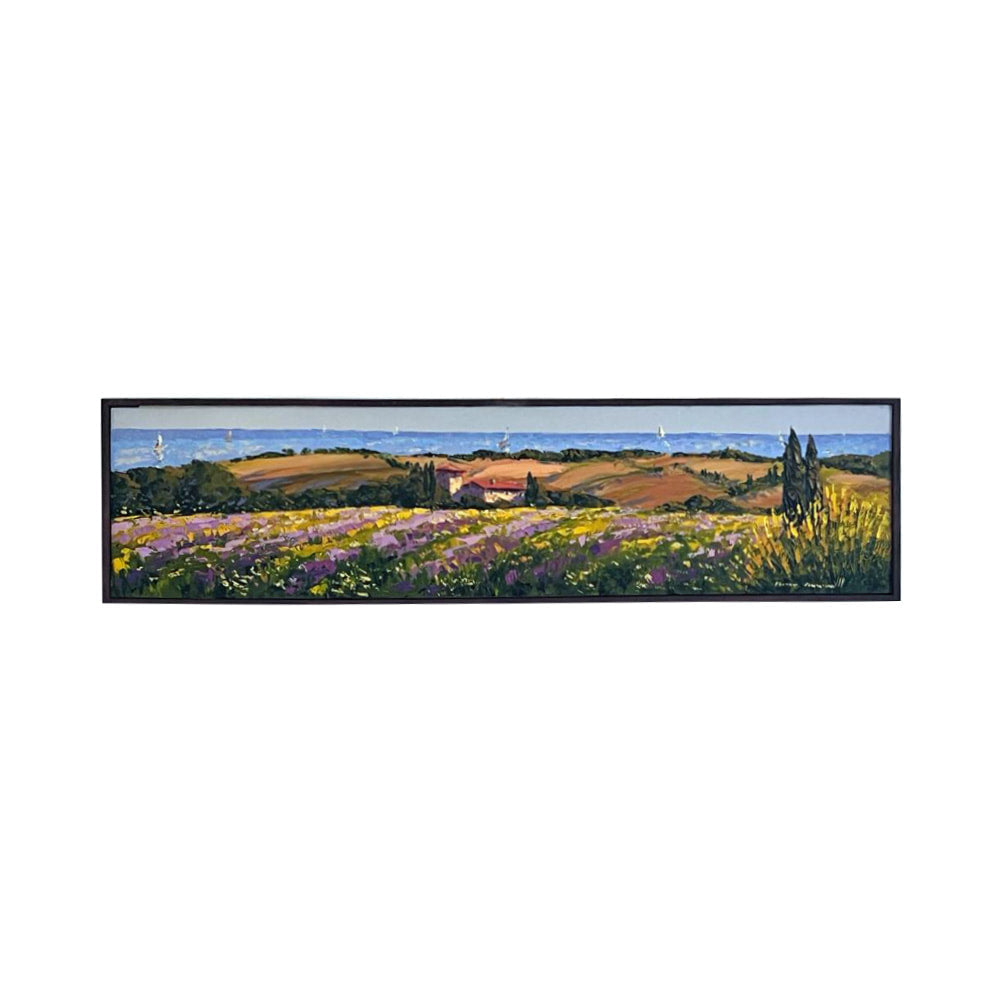 Painted on Canvas | Tuscan Landscape | Lavander | 105x26cm