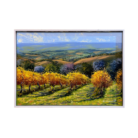 Painted on Canvas | Tuscan Landscape | Vineyard | 70x50cm