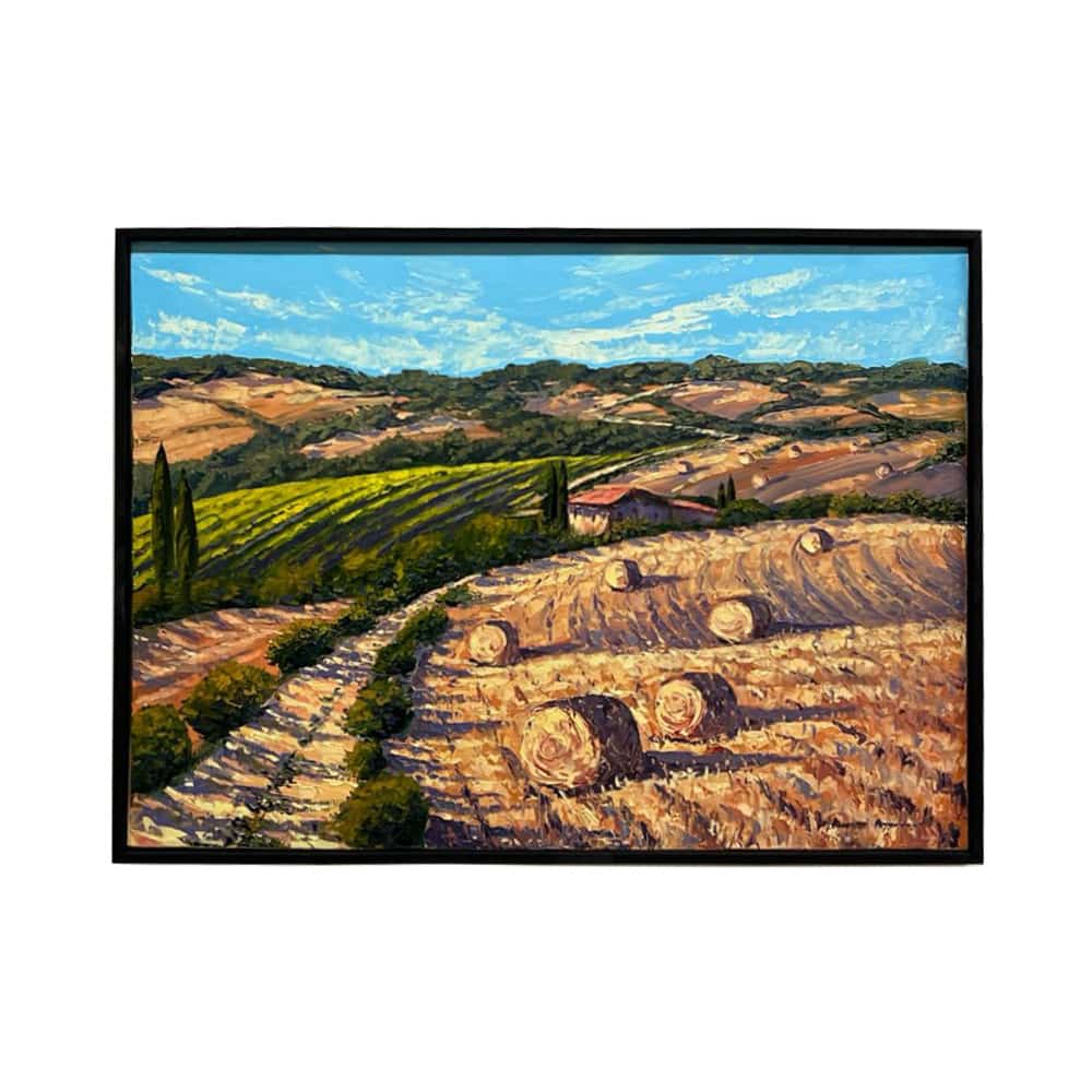 Painted on Canvas | Tuscan Landscape | Wheat | 70x50cm