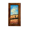 Painted on Wood | Tuscan Landscape | Poppies | 22x42cm
