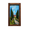 Painted on Wood | Tuscan Landscape | Country Road| 17x32cm