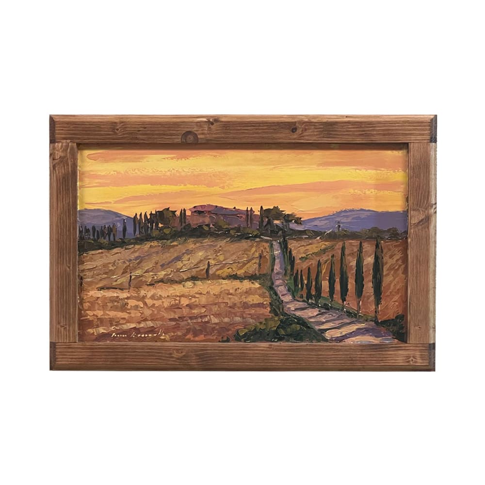 Painted on Wood | Tuscan Landscape | Wheat | 44x29cm