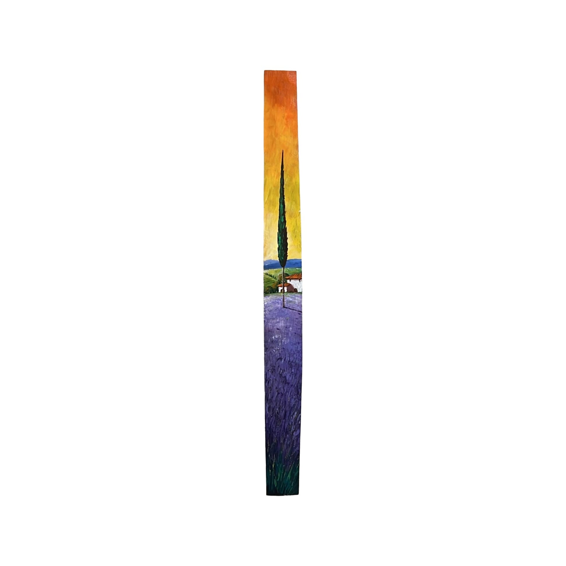 Hand-painted Tuscan Landscape on Wooden Barrel Stave - Lavander