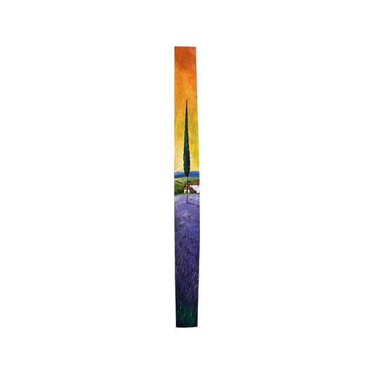Hand-painted Tuscan Landscape on Wooden Barrel Stave - Lavander