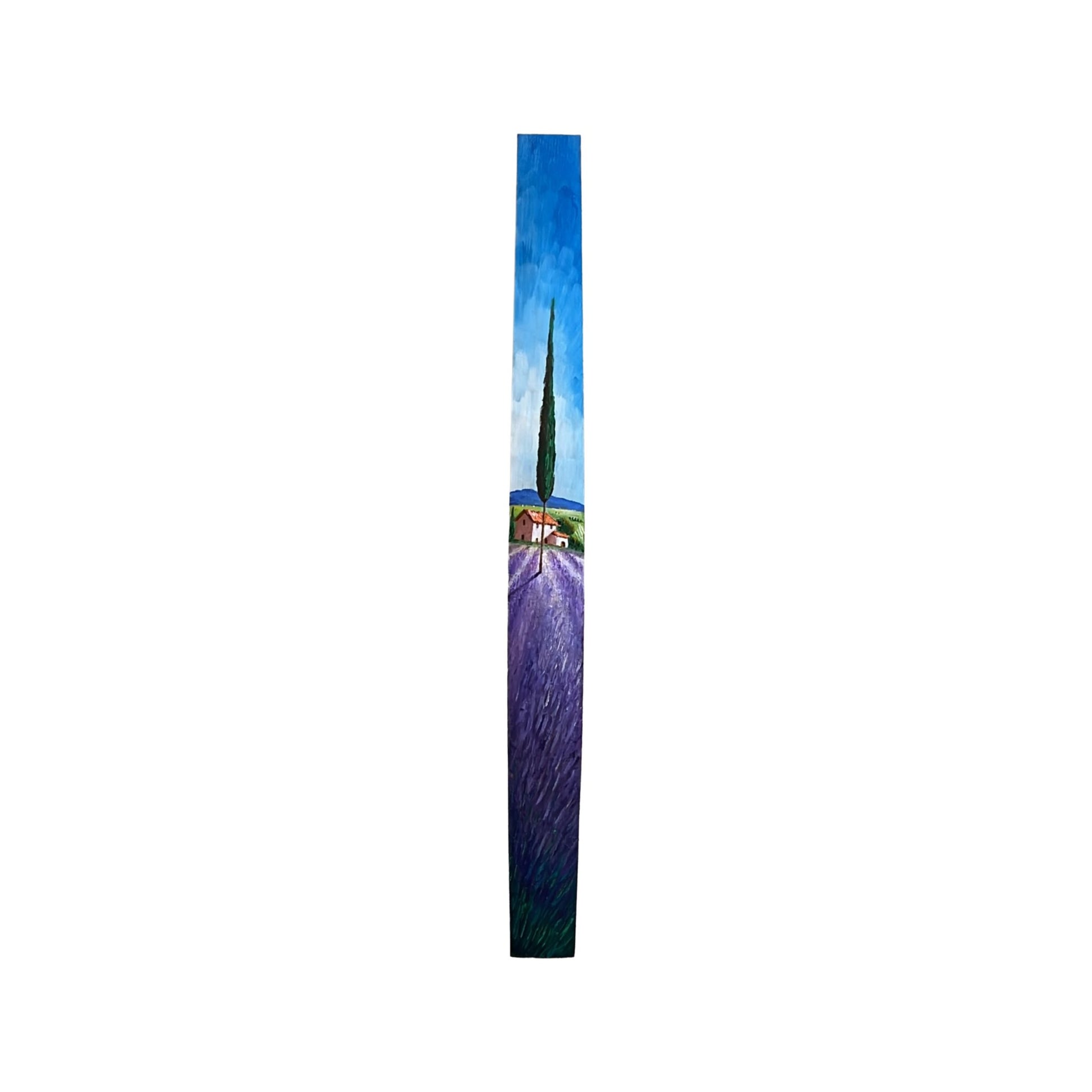 Hand-painted Tuscan Landscape on Wooden Barrel Stave - Lavander