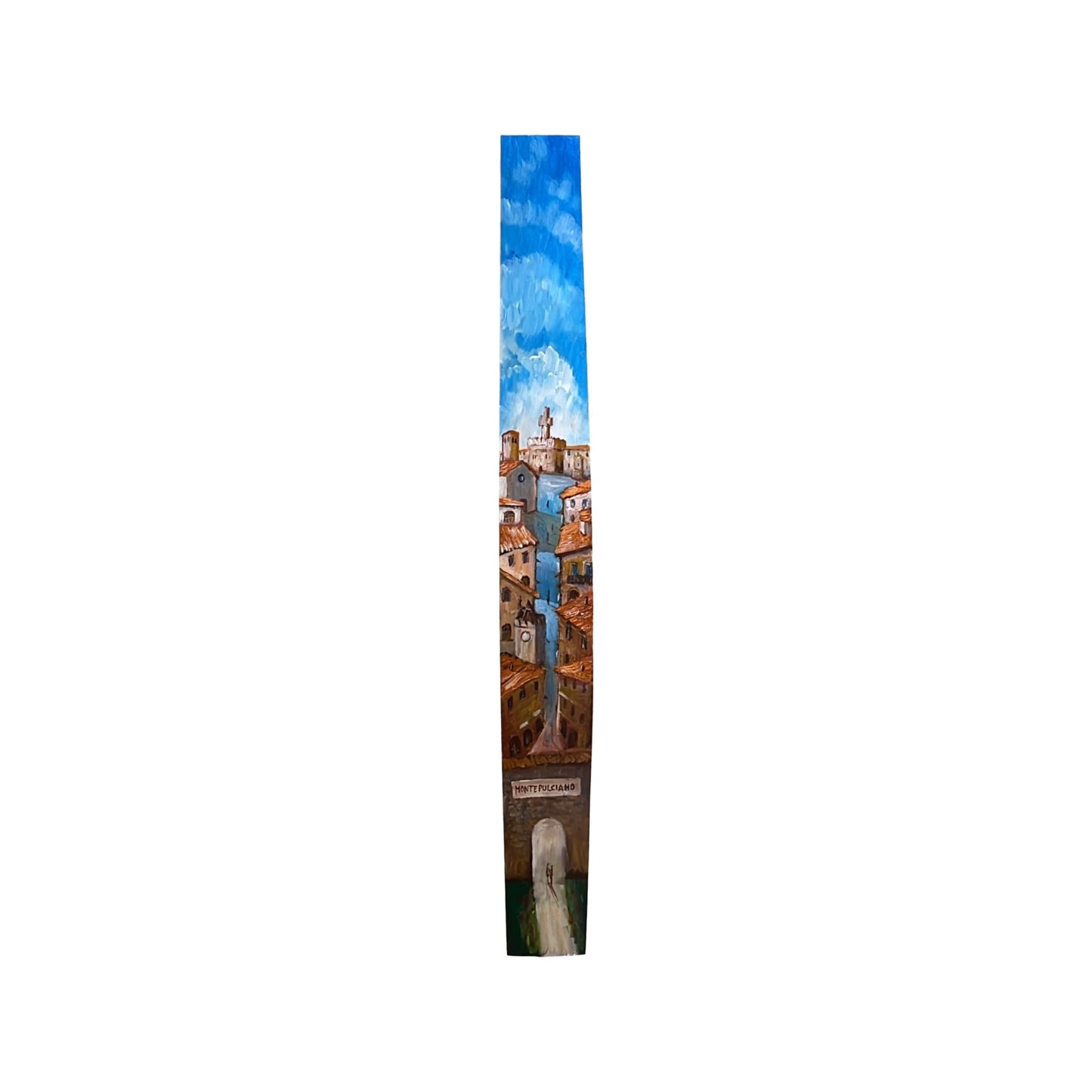 Hand-painted Tuscan Landscape on Wooden Barrel Stave - Montepulciano