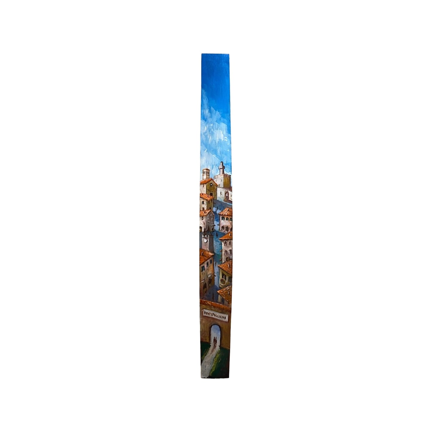 Hand-painted Tuscan Landscape on Wooden Barrel Stave - Montepulciano