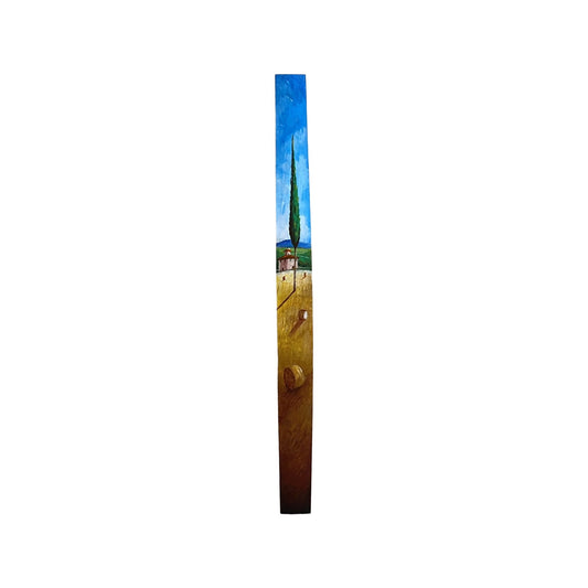 Hand-painted Tuscan Landscape on Wooden Barrel Stave - Wheat