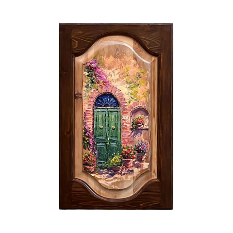 Painted on Wooden Shutter | Tuscan Landascape | Country House | 40x63cm