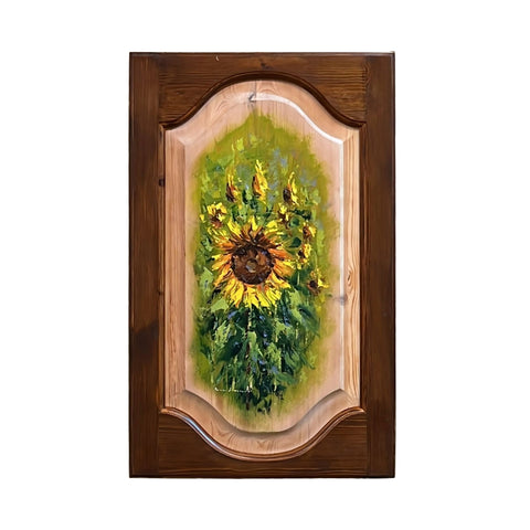 Painted on Wooden Shutter | Tuscan Landascape | Sunflowers | 40x63cm