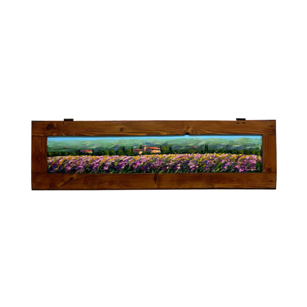 Painted on Wooden Shutters | Tuscan Landscape | Lavander | 112x31cm
