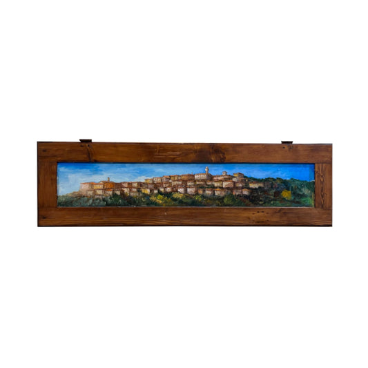 Painted on Wooden Shutter | Tuscan Landascape | Montepulciano | 107x30cm