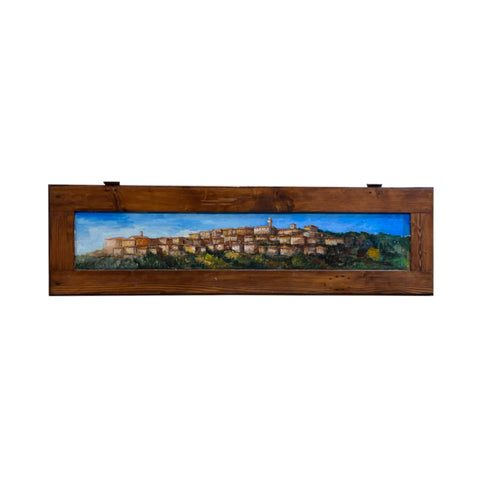 Painted on Wooden Shutter | Tuscan Landascape | Montepulciano | 107x30cm