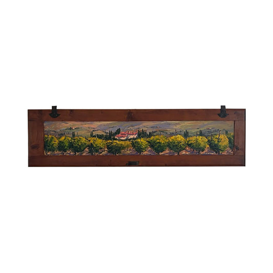 Painted on Wooden Shutters | Tuscan Landscape | Olive Trees | 137x37cm