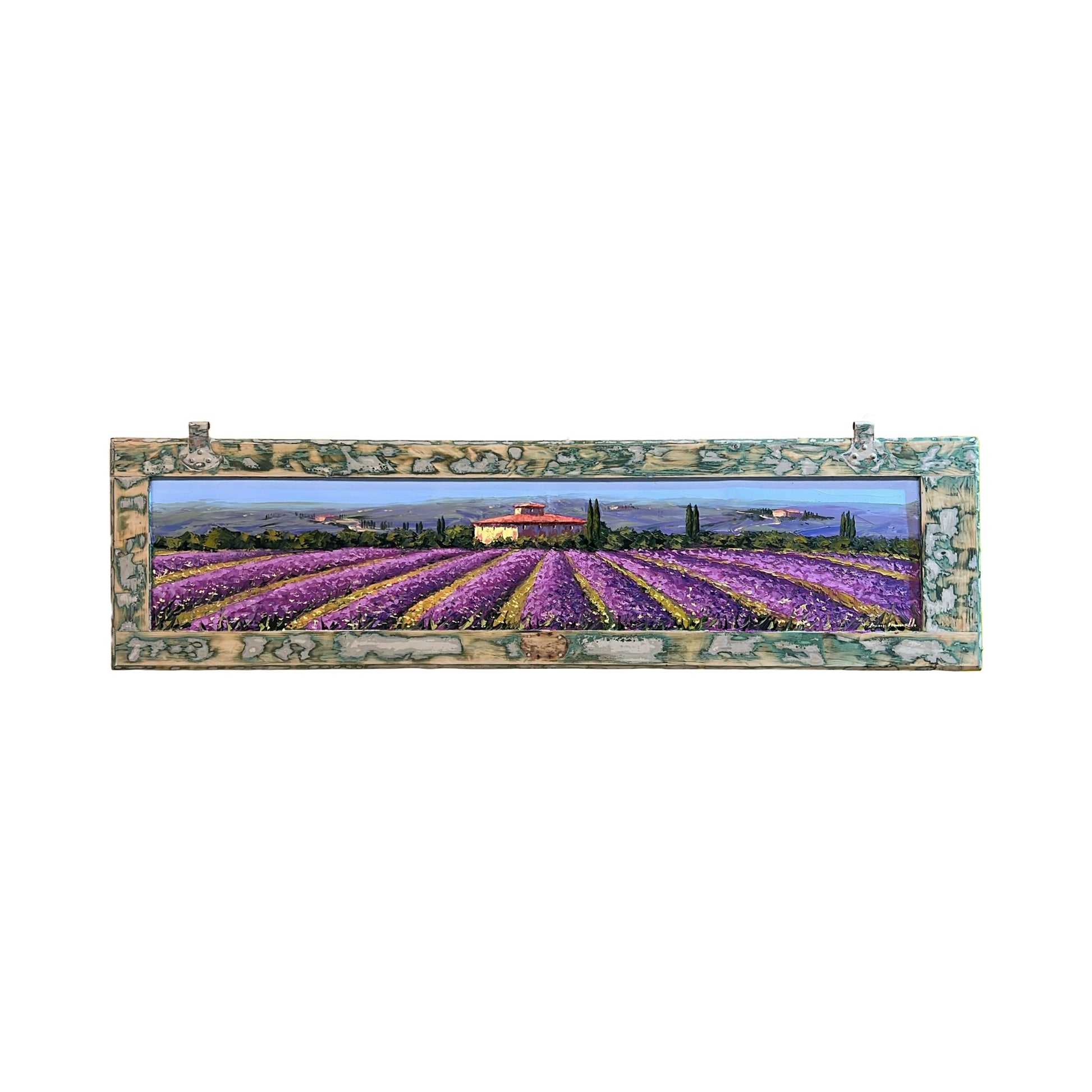 Painted on Wooden Shutters | Tuscan Landscape | Lavander | 142x38cm