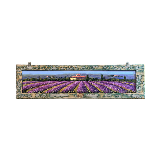 Painted on Wooden Shutters | Tuscan Landscape | Lavander | 142x38cm