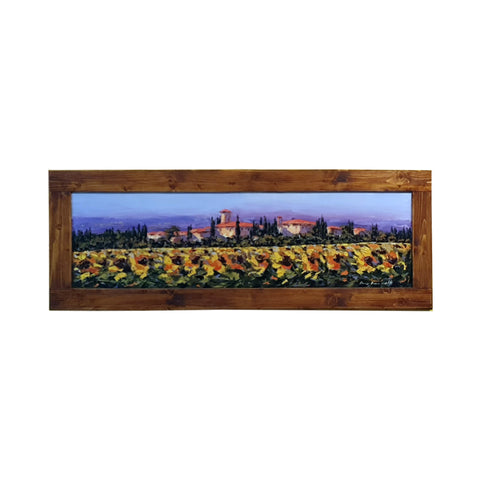 Painted on Wooden Shutters | Tuscan Landscape | Sunflowers | 125x44cm