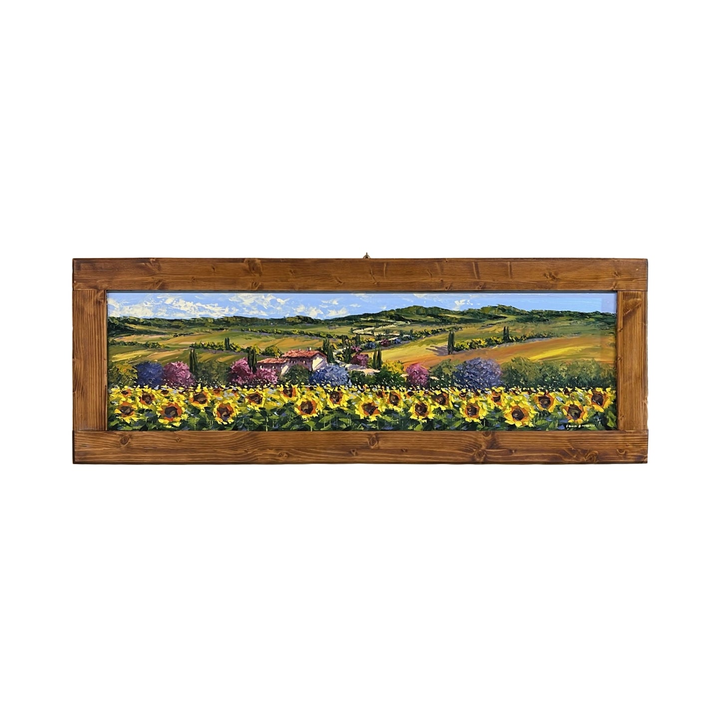 Painted on Wooden Shutters | Tuscan Landscape | Sunflowers | 125x44cm