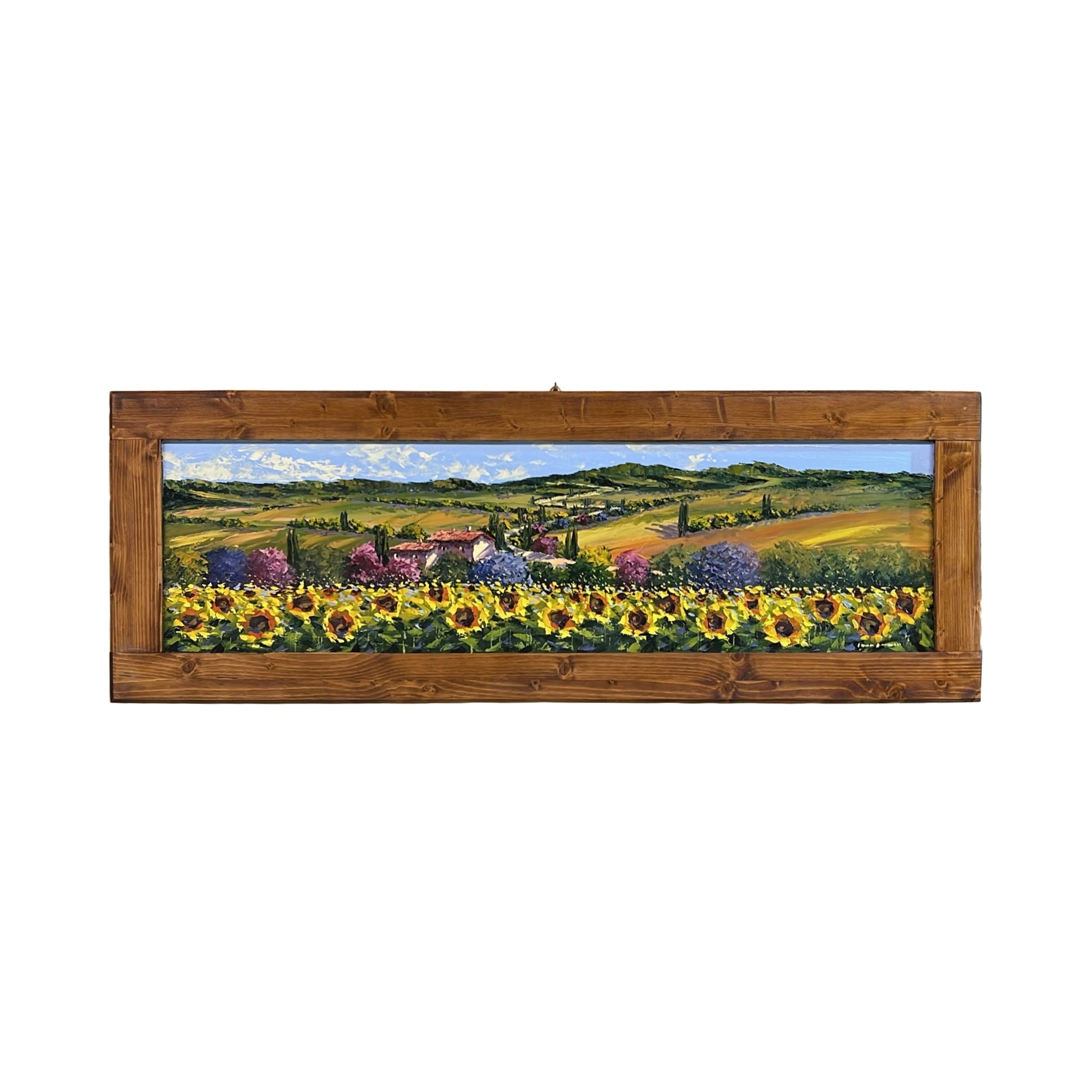 Painted on Wooden Shutters | Tuscan Landscape | Sunflowers | 125x44cm
