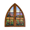 Painted on Wooden Window | Tuscan Landscape | Poppies | 103x120cm