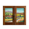 Painted on Wooden Window | Tuscan Landscape | Poppies | 65x54cm
