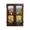 Painted on Wooden Window | Tuscan Landscape | Poppies | 72x96cm