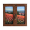 Painted on Wooden Window | Tuscan Landscape | Poppies | 74x68cm